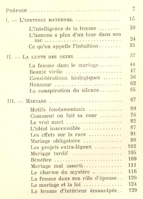 table des matieres 1